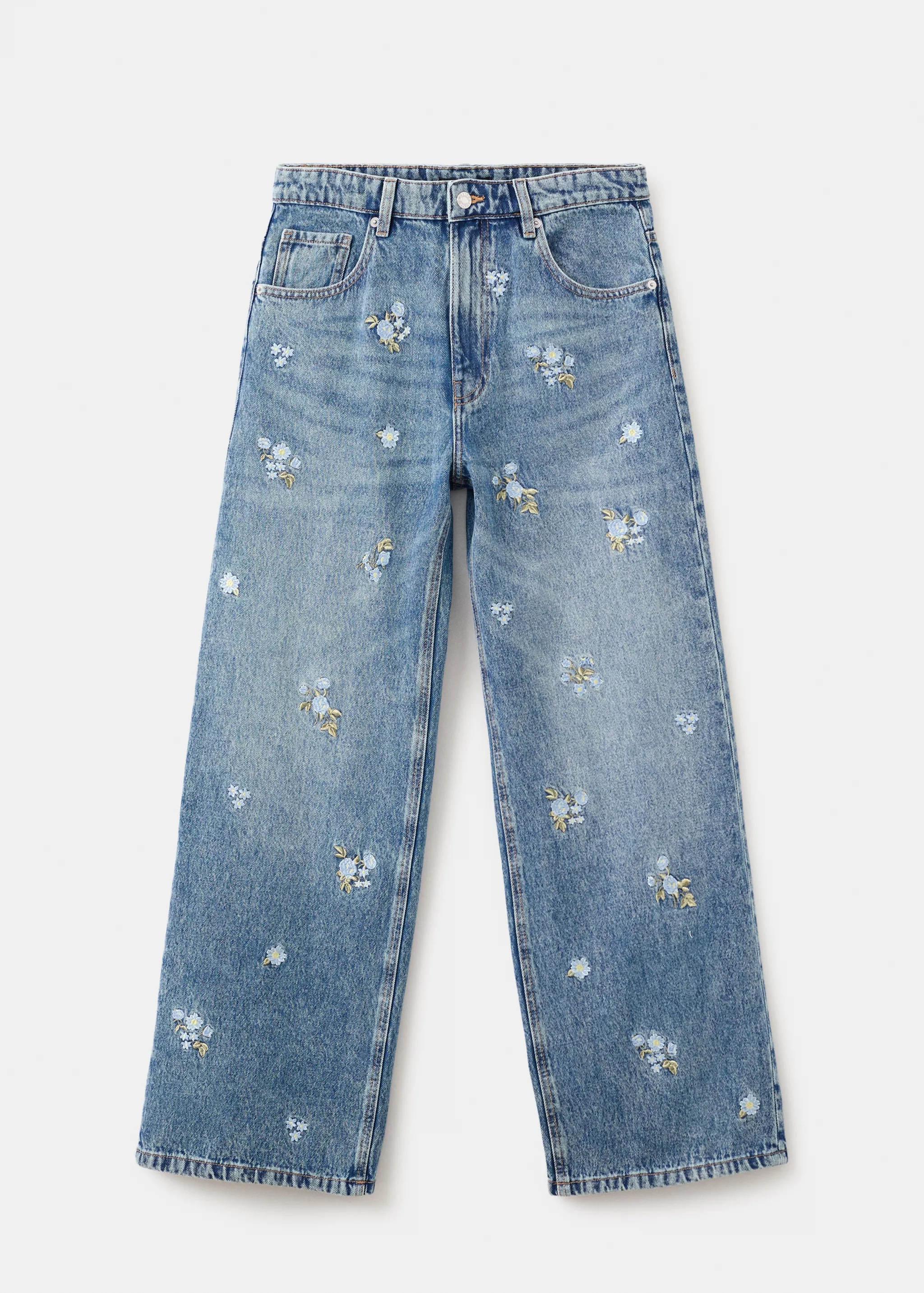 Vaqueros con flores de Mango (49,99 euros).