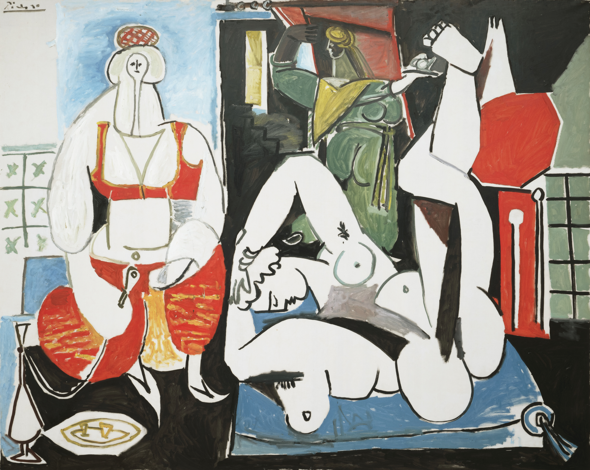 Les Femmes d'Alger (versión H), 1995, Pablo Picasso. Pertenece a una serie de versiones cubistas que Picasso realizó inspirado en el lienzo del mismo nombre del pintor Eugène Delacroiz. Las versiones numeradas de la A a la O pertenecen a museos públicos y colecciones privadas. David Nahmad posee dos versiones, la H y la J, iniciales del nombre de sus hijos (Helly y Joe). Según ha declarado en alguna ocasión, es uno de sus picassos predilectos de su colección.