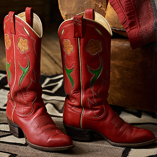 Red Leather Cowboy Boots - Ralph Lauren 1979 