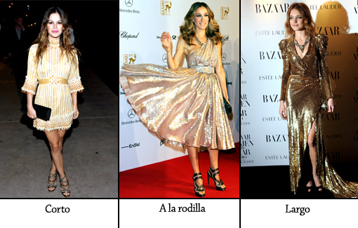 pasillo Opuesto gene El vestido dorado en tres largos diferentes, Gente Famosa - Telva.com