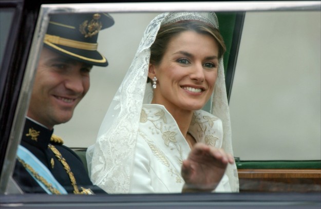 La Reina Letizia el dia de su boda.
