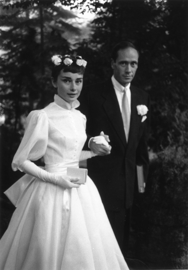 Audrey Hepburn el día de su boda.