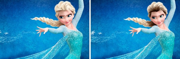 Elsa de Frozen teñida y sin teñir.