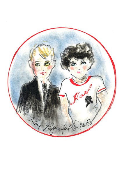 Boceto con el que Karl Lagerfeld ha anunciado su nueva incursión en la moda infantil.
