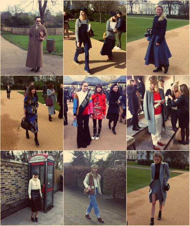 Algunos de los mejores 'outfits' que Gabriela Bilbao capturó a las puertas desfile de Burberry Prorsum.