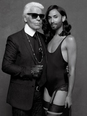 Conchita Wurst y Karl Lagerfeld. 
