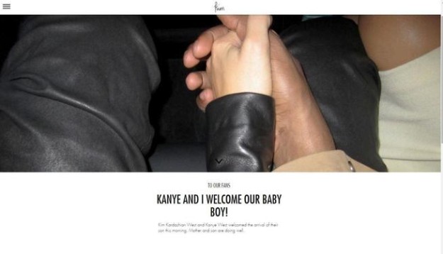 Esta era la foto con la que Kim anuncaba la llegada al mundo de su segundo hijo.