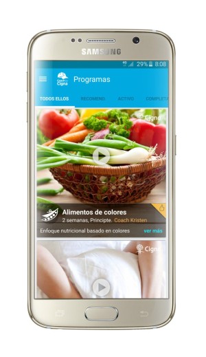 App de Cigna para usurarios de Samsung que te ayuda a cuidar tu alimentacin.